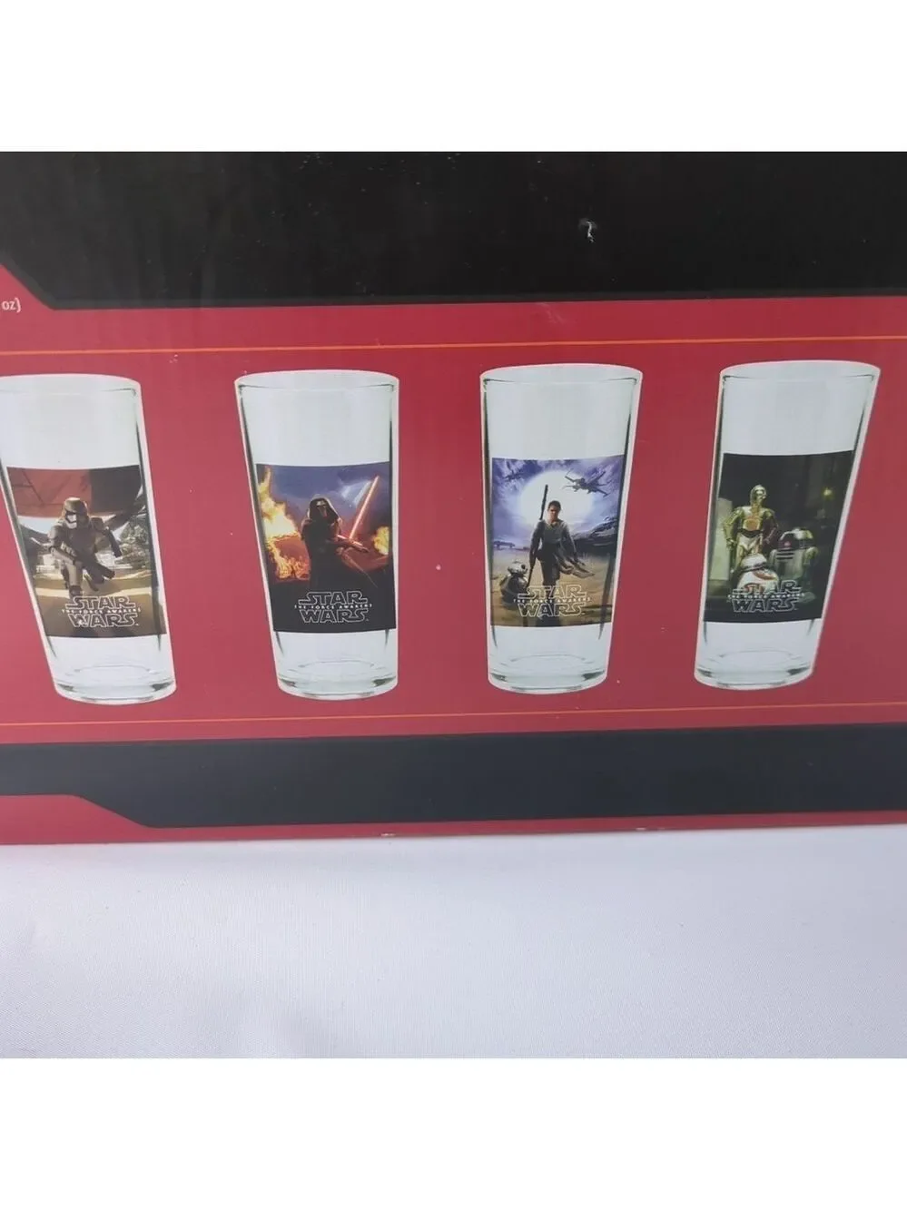New Set of 4 Star Wars The Force Awakens 10 Oz Glasses Set B#IO